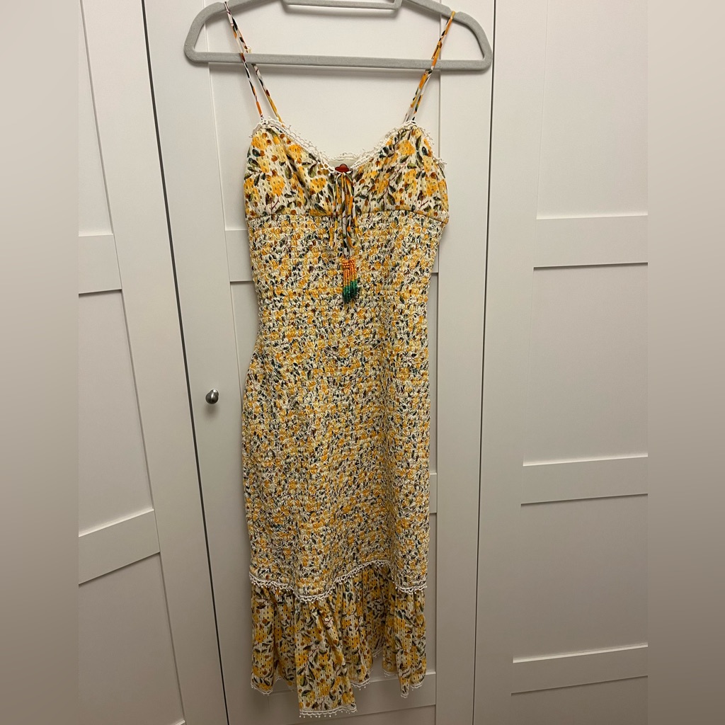 Yellow Farm Rio Midi Dress, Size Small